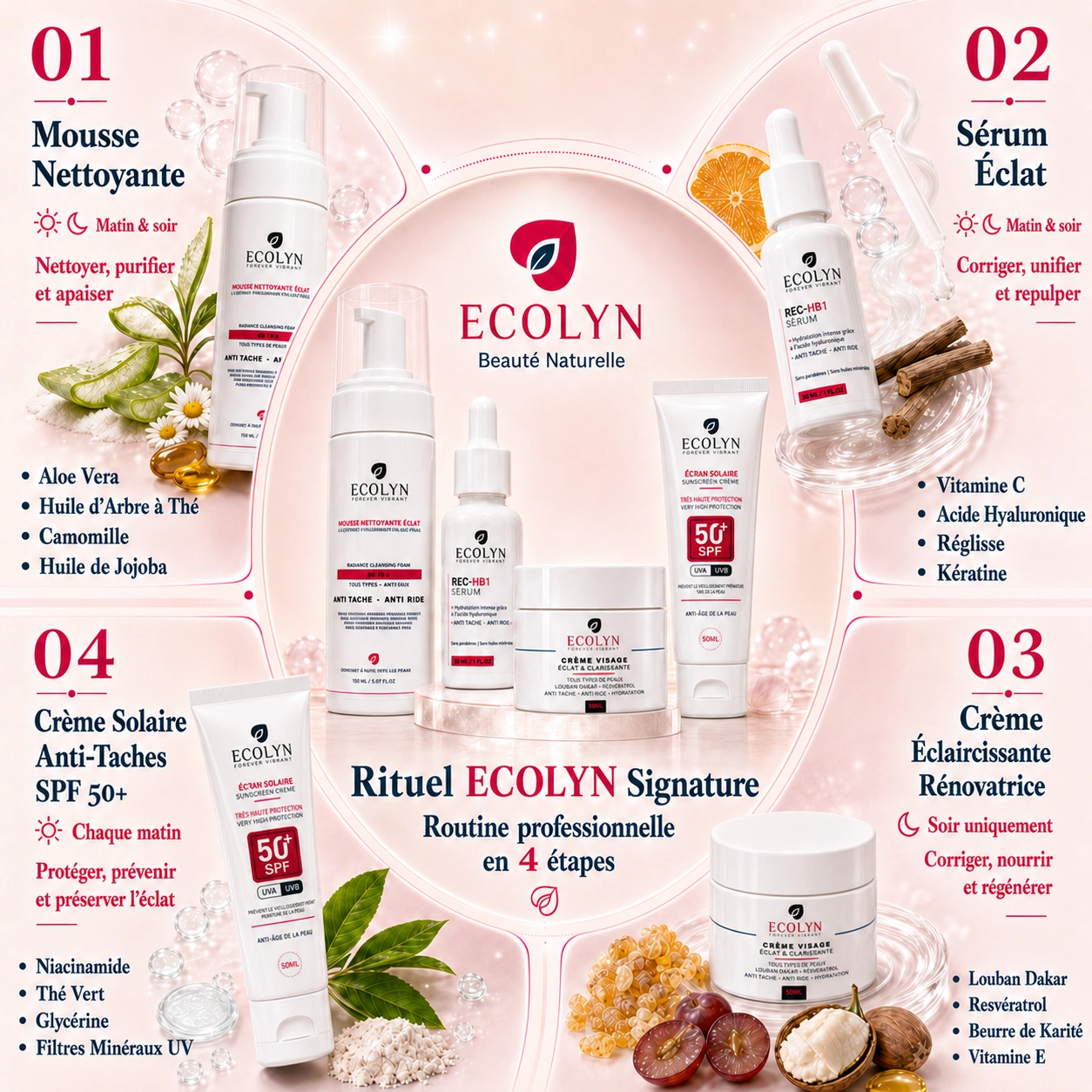 Visualisation du rituel Ecolyn en 4 étapes